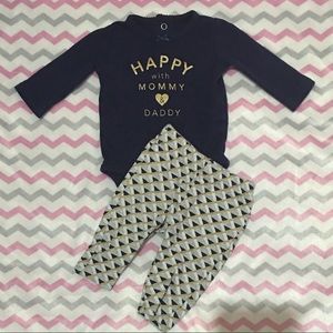 Carters Navy and Gold Onesie and Pants set